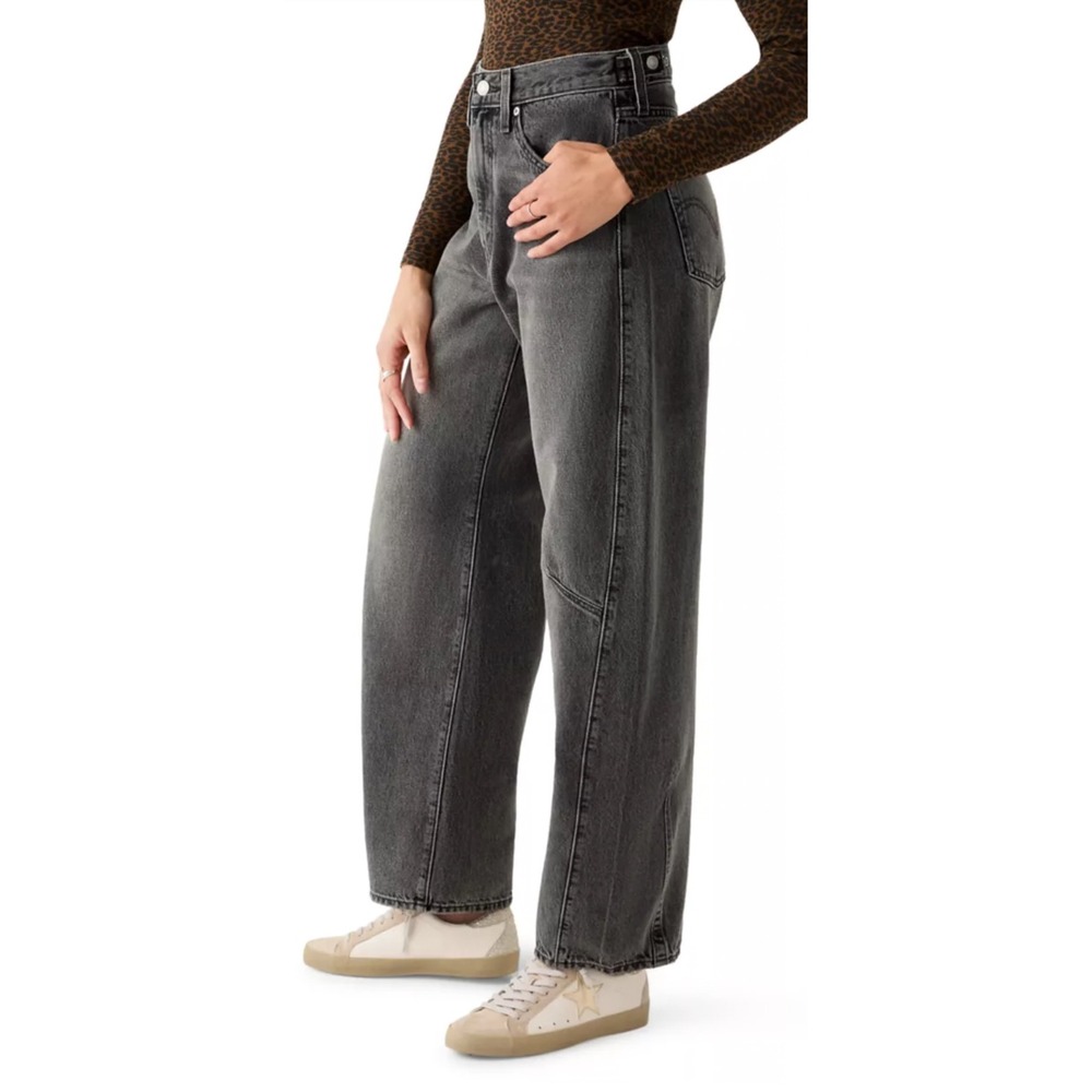 Levi's Cinch Barrel Jeans Women 28 Black High Rise Loose Curved Leg NEW - Picture 3 of 10